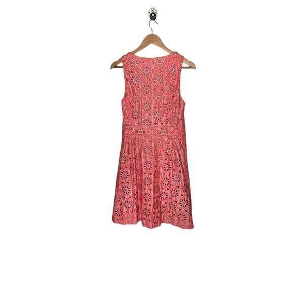 Anthropologie Maeve Coralshine Metallic Eyelet‎ Floral A-Line Sleeveless Dress - Picture 6 of 9